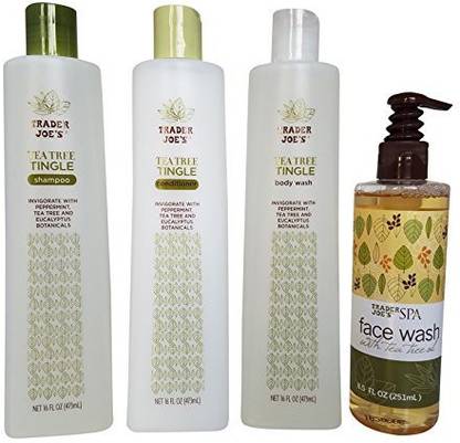 Trader Joes Tea Tree Tingle Shower Bundle Shampoo Conditioner Body Wash & Face Wash