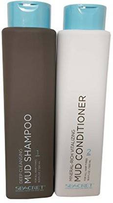 SEACRET Deep Cleansing Mud Shampoo & Conditioner Set For All Hair Types 16.9Fl.Oz500Ml Each Bottle