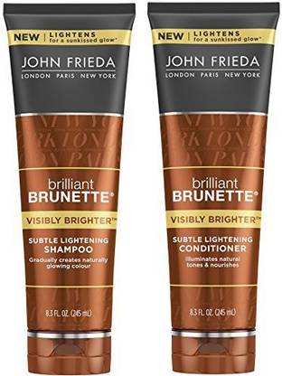 JOHN FRIEDA Brilliant Brunette Visibly Brighter Bundle Subtle Lightening Shampoo & Conditioner 8.3 Ounce�Each