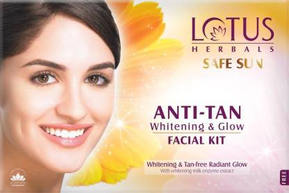 LOTUS Herbals Safe Sun Anti Tan Whitening And Glow 4 In 1 Fairness Facial Kit