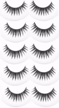 FOK Soft Natural Black Thick Long False Eyelashes Makeup Extension Pack Of 5 Pair Fake Eyelashes