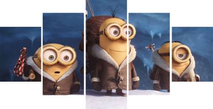 Pintura 3 minion designer 5 Panel Canvas Painting with HD quality UV Print 24 inch x 45 inch Painting Spray Paint 24 inch x 45 inch Painting