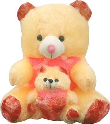 kashish trading company Cream & Red Teddy Bear with Baby 28 Inch  - 28 inch