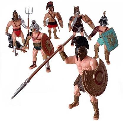 YIJIAOYUN 6 Pcs Large Action Figure Ancient Roman Gladiator Toy Warrior Fighter Figures Playsets With Weapon Or Shield