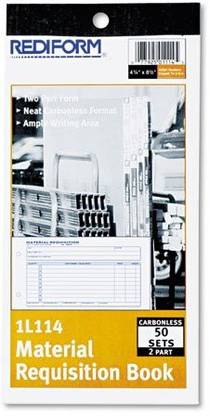 Rediform Material Requisition Book, Carbonless, 2 Part, 4.25 X 8.5 Inches, 50 Forms (1L114)