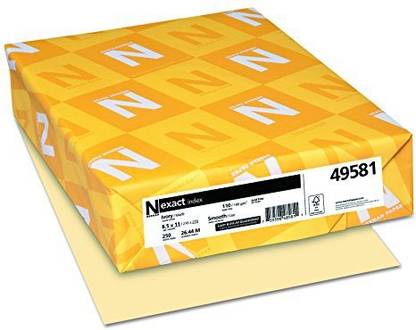 Neenah Exact Index Cardstock, 8.5" X 11", 110 Lb/199 Gsm, Ivory, 250 Sheets (49581)