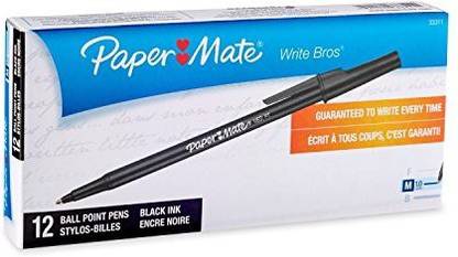 Paper Mate Write Bros Ballpoint Pens, Medium Point (1.0Mm), Black, 12 Count