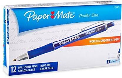 Paper Mate Profile Elite Retractable Ballpoint Pens, Bold (1.4Mm), Blue, 12 Count