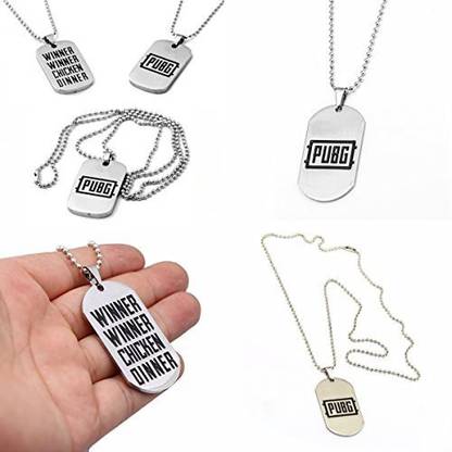 HyperHive Pubg Battlegrounds Fan Necklace Id Name Dog Tag Stainless Steel Chip First Place Prize Chicken Dinner