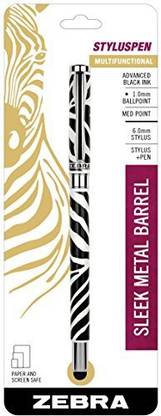 Zebra Pen Styluspen Capped Ballpoint Pen, Medium Point, 1.0Mm, Black Ink, Print Barrel, 1-Count