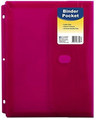 C-Line Super Heavyweight Poly Binder Pocket With Hook & Loop Closure, Side Loading, 1-Inch Gusset, 1 Pocket, Color May Vary (58730)