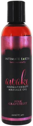 Intimate Earth Awake Aromatherapy Massage Oil Pink Grapefruit 4 Fl. Oz.