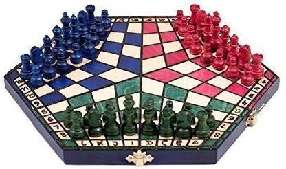 Prime Chess 3 Three Players Set - Small Colour Rules Included Strategy & War Board Game