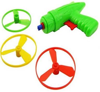 Cooplay 1 Set Plastic Space Game Toy Gun Spin Flying Saucer Shooter Model Kit Children Kids Christmas Gift - Randomly Color Party & Fun Board Game