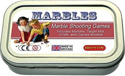 Brimtoy Pocket Marble Shooting Games. Marbles, Mat & Book In A Tin Party & Fun Board Game