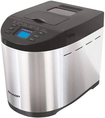 Sharp SHARP-PE105CS Table-Top Bread Maker for Home, Kitchen | Fully Automatic Functions | 12 Pre-Programmed Menus Including Gluten-Free | 3 Crust Colours | Fruit & Nut Dispenser | LCD Display | Grey, Black Bread Maker