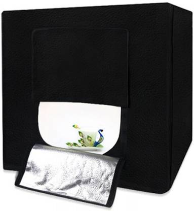 HOUSE OF QUIRK Cube Box LED Lighting Table Top Photo Shooting Tent Kit With Portable Bag, AC Adapter (Black) Camera Matte Box