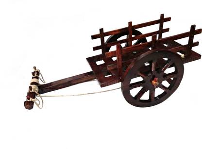 LEOPENTA Wooden Bullock cart Decorative Showpiece  -  28 cm