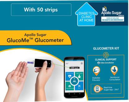 APOLLO SUGAR Apollo Glucome glucometer with 50 test strips, & Diabetes support services Glucometer