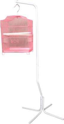 Aquapetzworld 4 Leg Bird Cage Stand Bird Play Stand with Cage(Pink) Bird House