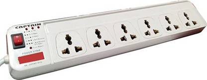 CAPTAIN Captain Power Strip 1.5 Mtrs (1 Switch / 6 Socket ) 6  Socket Extension Boards