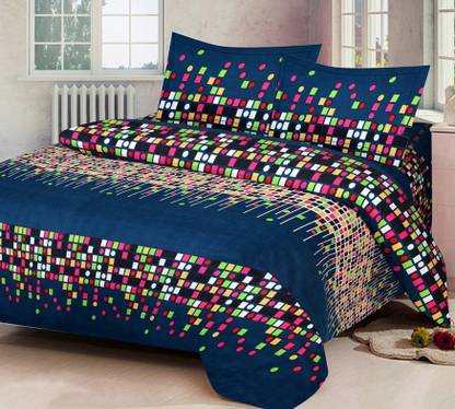 Pahwa Collection 180 TC Cotton Double Abstract Flat Bedsheet