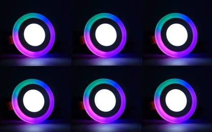 D'Mak 5 Watt Round PGB Color Multicolor Effect 3D Led Panel Light (Pack of 06) Ceiling Light Ceiling Lamp