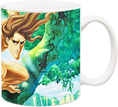 ANNI69 Tarzan Sking On Tree Branches in Jungle Bone China Coffee Mug