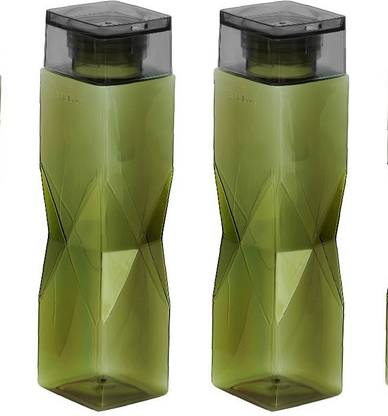 Steelo Carat Unbreakable Tritan Water Bottle, 1000ml, Set of 2, Olive Green 1000 ml Bottle