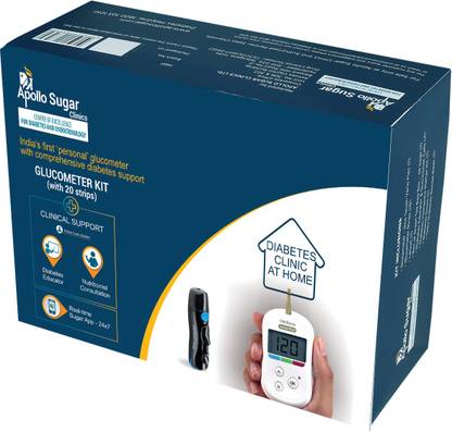 APOLLO SUGAR Apollo Diabetes Home Care Kit with One Touch Verio Flex Glucometer, 20 test strips, & Diabetes Support Services Glucometer