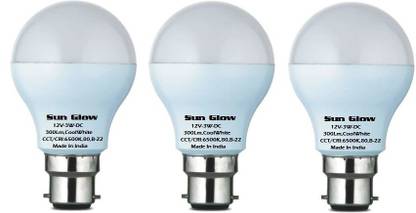 Sun Glow Solar 12 Volt, 3 W Basic Round B22 LED Bulb