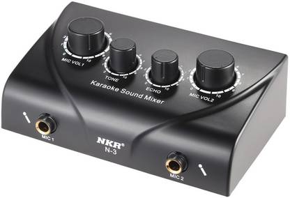 AMICIKART Premium Portable Audio Stereo Echo Mixer with Dual Microphone Inputs Support w/RCA Cable Power, Adapter for TV PC Smartphone Amplifier Analog Sound Mixer