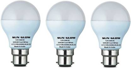 Sun Glow Solar 12 Volt, 5 W Basic Round B22 LED Bulb