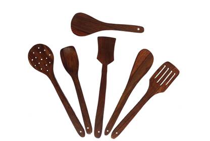 LUNATIC CRAFTWORK NON STICK WOODEN SET OF 6 SPATULA Wooden Spatula