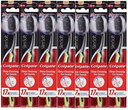 Colgate SlimSoft Charcoal Infused Bristles for Deep Cleaning Soft Toothbrush