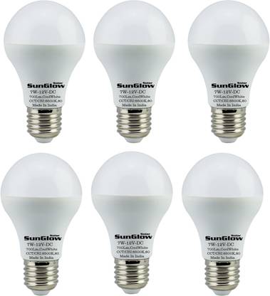 Sun Glow Solar 12 Volt, 7 W Basic Round E27 LED Bulb