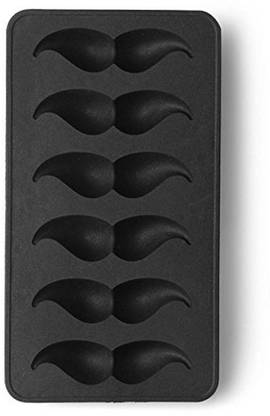 LS Letsshop Mustache Shape Ice Tray Black Silicone Ice Cube Tray