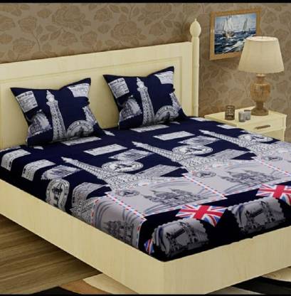 MH DÉCOR 140 TC Polycotton Double Printed Flat Bedsheet