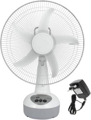 Sun Glow Solar AC/DC 16'' RECHARGEABLE FAN WITH 12V UPS BATTERY 1500 mm 5 Blade Table Fan