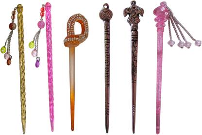 GANTAK Combo of Multi Color Juda Sticks Bun Stick