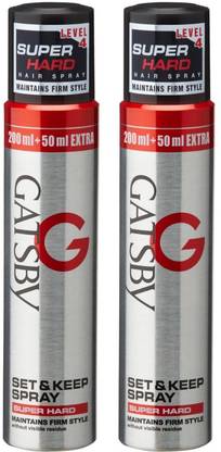 GATSBY Set & Keep Hair Spray Super Hard level 4; 250mlx2 Hair Spray