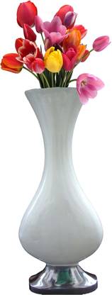 HM Steels HMSTEELS ALUMINIUM FLOWER VASE WHITE COLOR RICH SHAPE Aluminium Vase