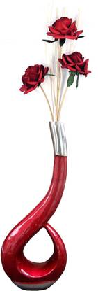 ह्म स्टीलस HMSTEELS ALUMINIUM FLOWER VASE RED COLOR ELEGENT SHAPE एल्युमीनियम वास