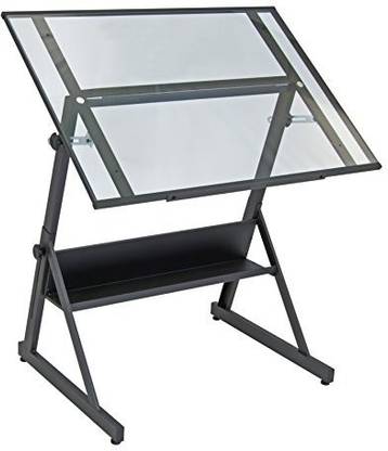 Studio Designs 13346 Solano Adjustable Height Drafting Table, Charcoal/Clear Glass