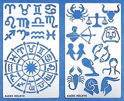 Aleks Melnyk 29 Bullet Journal Stencil Metal/Zodiac Signs, Astrology/Stainless Steel Planner Set Stencils Journal/Notebook/Diary