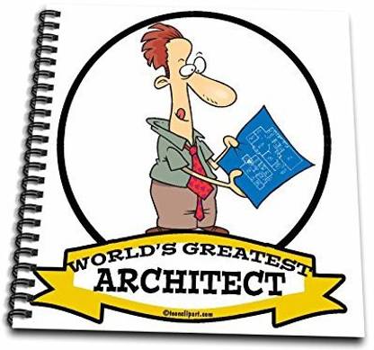 3dRose db_102925_2 Funny Worlds Greatest Architect Occupation Job Cartoon Memory Book, 12 by 12 Inch