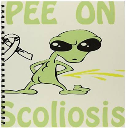 3dRose db_120752_1 Super Funny Peeing Alien Supporting Causes for Scoliosis Drawing Book, 8 by 8 Inch