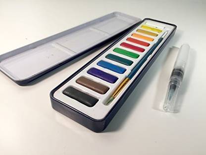 Generic 12 Watercolor Pan Set with refillable waterbrush