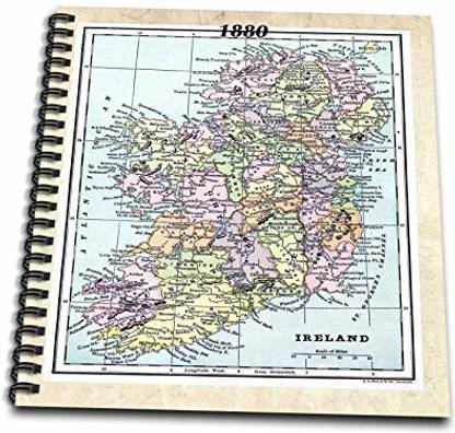 3dRose db_38899_1 1880 Map of Irel and Drawing Book, 8 x 8