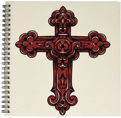 3dRose db_78346_1 Rose Colored Decorative Religious Cross Drawing Book, 8 by 8 Inch